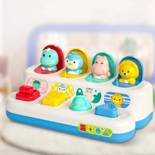 Interactive Pop up Animal Toys with Music & Light, Montessori Cause and Effect Toys for 1 Year Old Boy Girl Early Learning Musical Baby Toy 9-12-18 Months STEM Toddler Toy Age 1-2 Gift for Infant