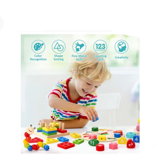 5–6PCS Montessori Wooden Toy Set for Babies – Educational Wood Puzzle & Developmental Learning Games, Early Childhood Gift for Boys & Girls