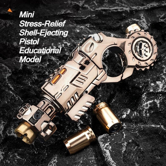 Shell-Ejecting Alloy Toy Pistol Set Stress Relief Fidget Sensory Toy Mini Finger Spinning Top EDC Desk Gadget Gift for Teen Boys