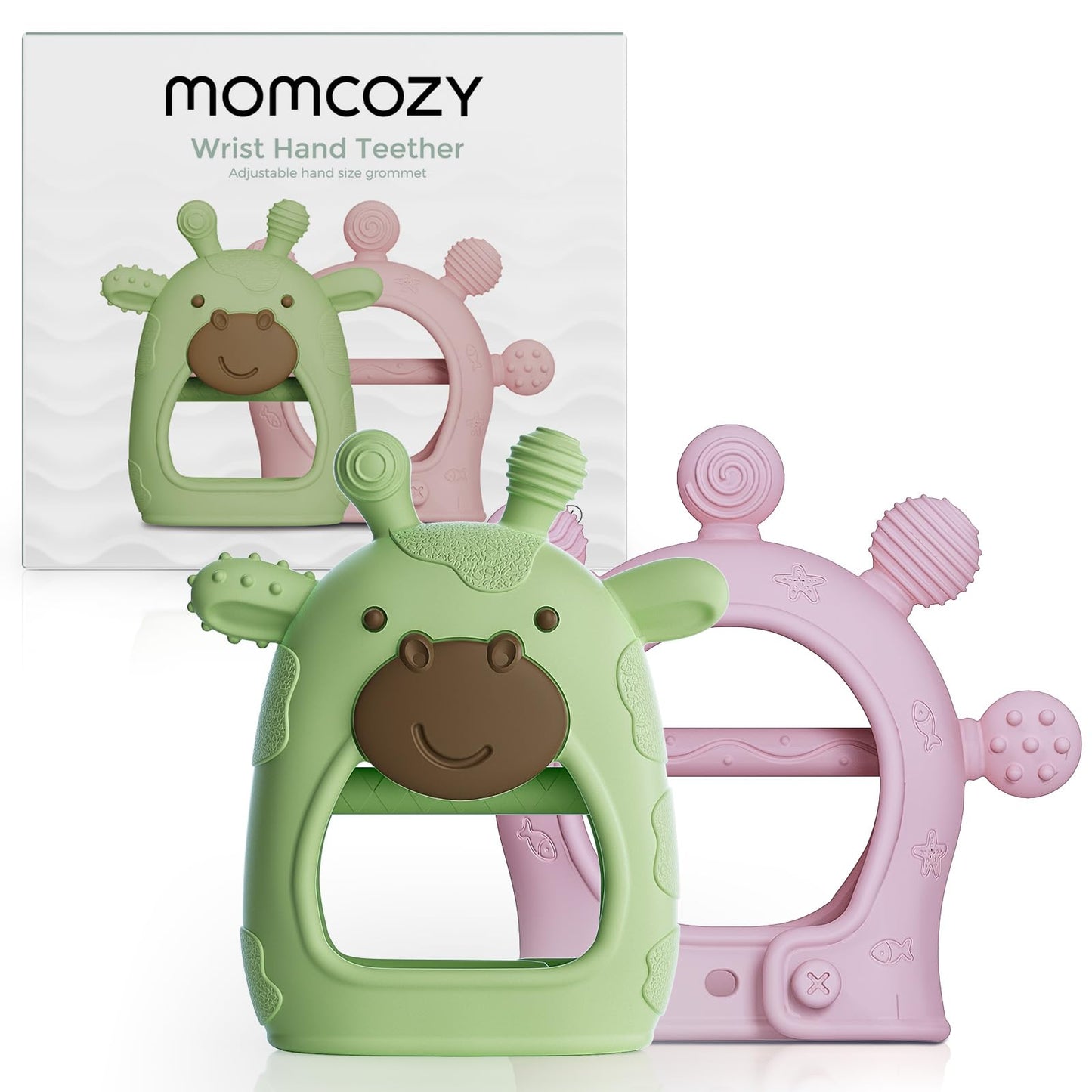 Momcozy Soothing Silicone Teether Duo | BPA-Free for Ages 0-12 Months