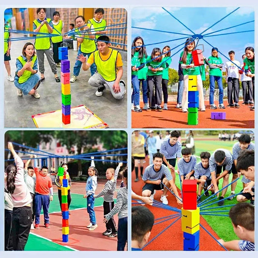 Teamwork Blocks Set, Team Building Games for Adults, Durable ABS Activity Kits for Corporate Work, Giant Tower Stack Game Office & Outdoor