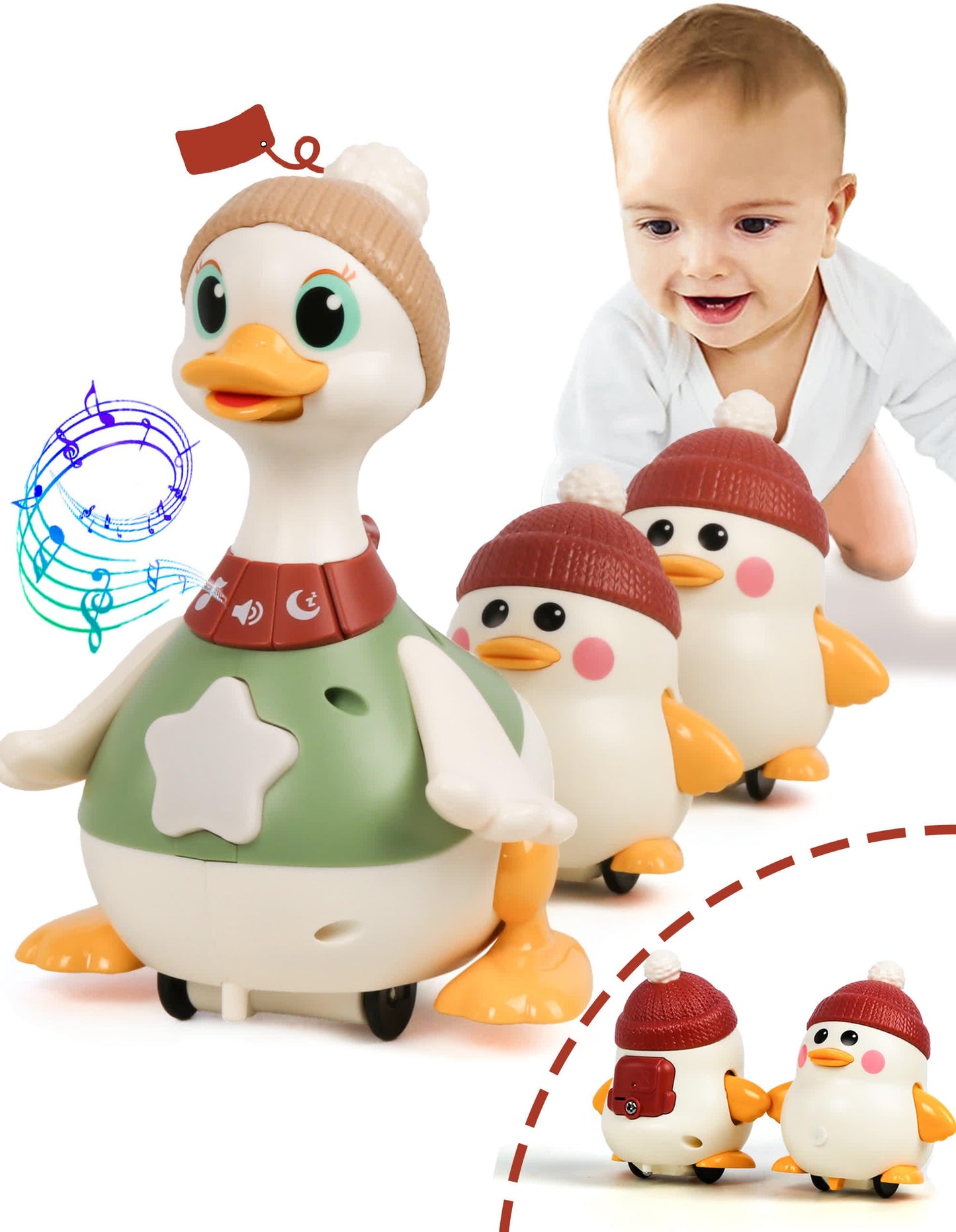 Melodic Duckling Entourage: Interactive Crawling and Tummy Time Toy