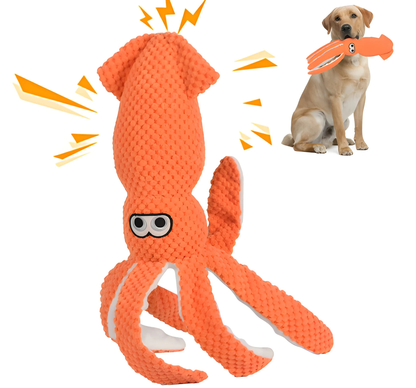 Durable Squid Plush Canine Toy with Squeaker