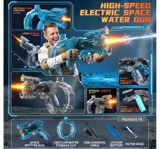 Transforming Electric Water Gun with Automatic Continuous Water Spray for Kids
