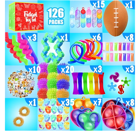 126 Piece Fidget Toy Set for Kids Sensory Play, Stress Relief and Focus
