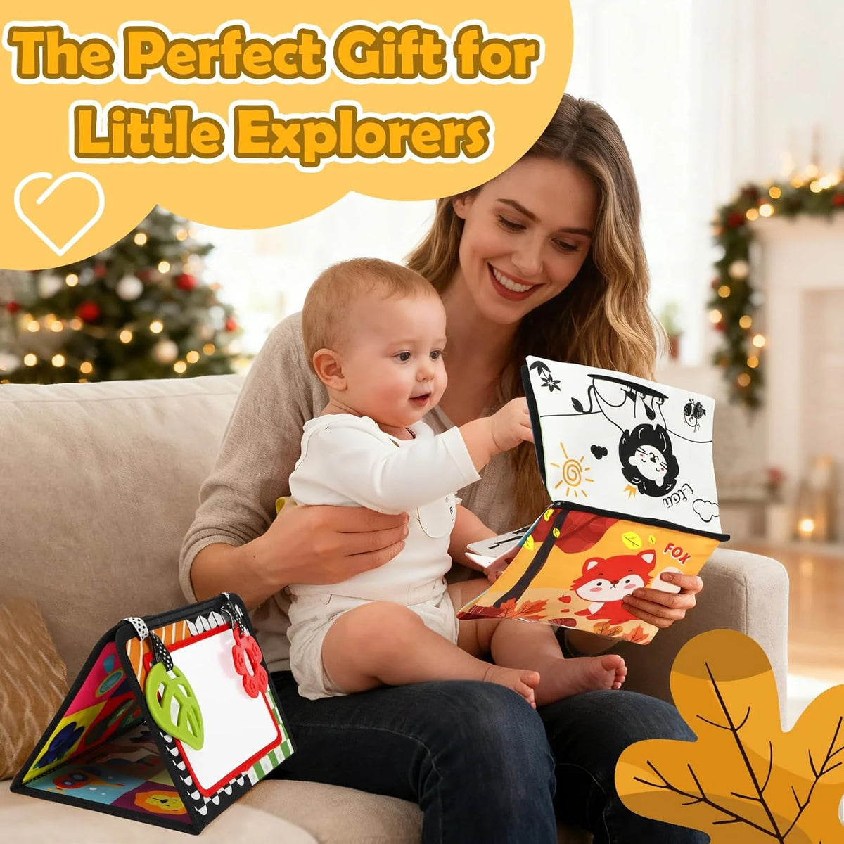 Tummy Time Toys, High Contrast Baby Toys for Newborn, Baby Visual Stimulation Mirror, Montessori Crinkle Book for Infant 0-3-6-12 Months, Boy Girl Shower Valentines Gift, Easter Basket Stuffers