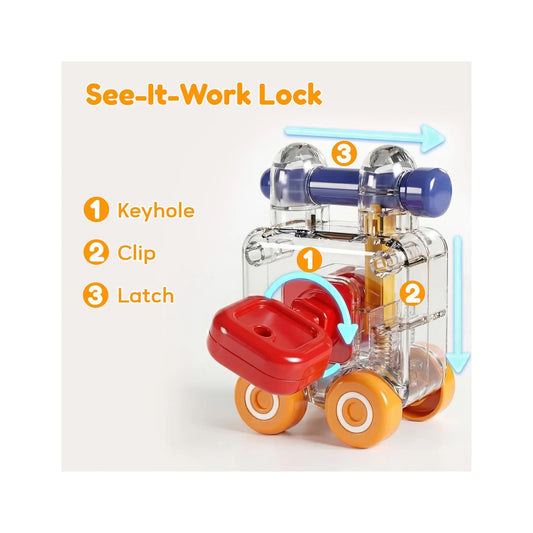 Toddler Lock Key Toy, Montessori Learning Sorting Matching Toy, Baby Fine Motor Development, Infant Activity Push Car, Educational Birthday Gift for 1 2 3 Year Old Kid Boy Girl