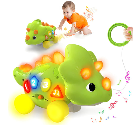 8-in-1 Bilingual Dinosaur Crawling Toy with Music, Lights, Letters, Numbers