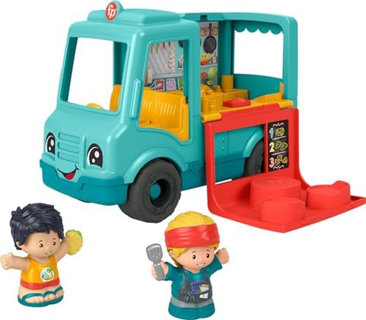 Fisher-Price Little People Musical Toddler Toy Serve It up Food Truck Vehicle with 2 Figures for Pretend Play Kids Ages 1+ Years