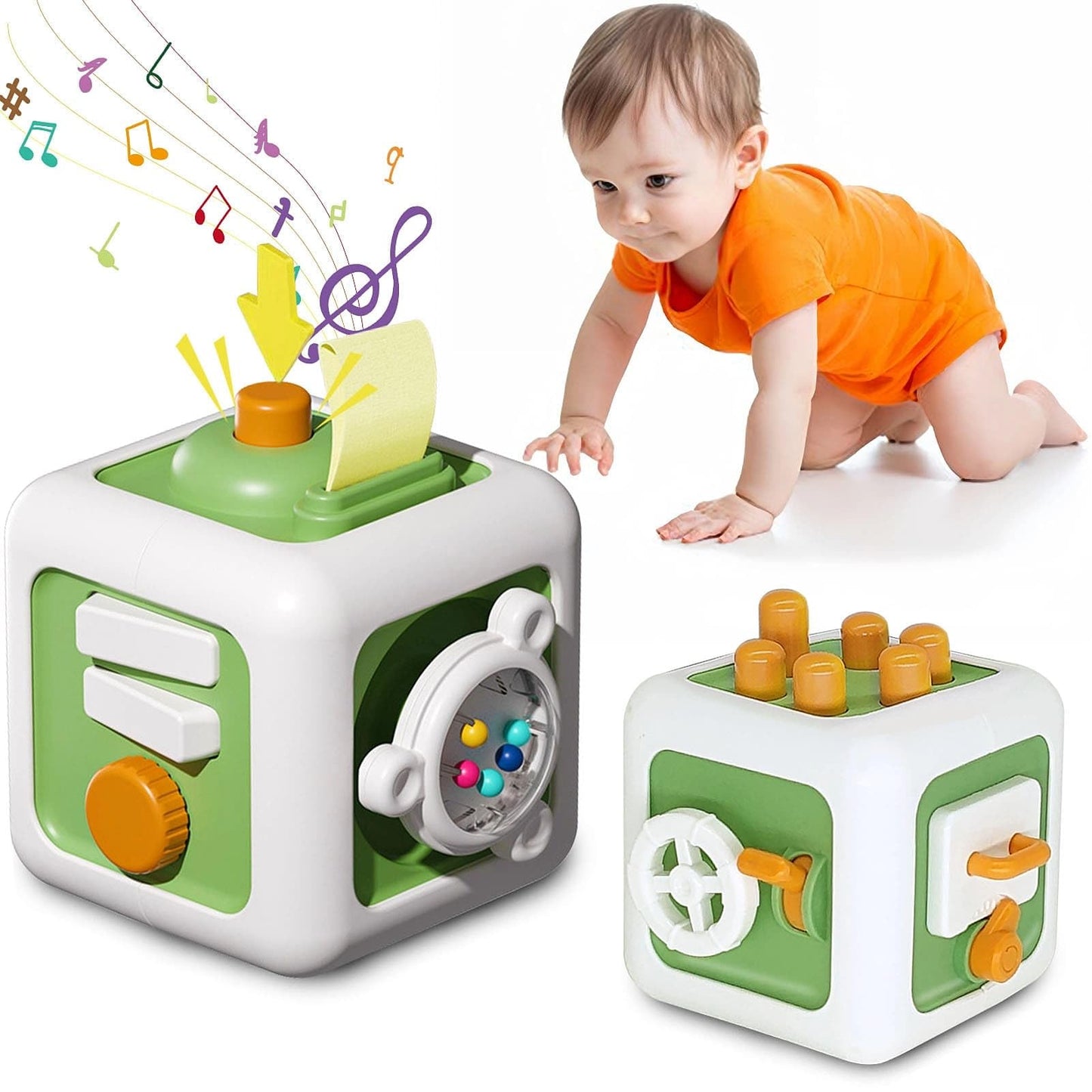 ZLHPJY Montessori Toys for 2 Year Old: Baby Activity Cube Sensory Busy Cube for Toddlers 2-3 - 1st First Birthday Boys Girls Gifts - Infant Baby Toys 18 Months Toddler Car Airplane Travel Essentials