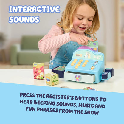 Cash Register Playset, Interactive Play Register with Detachable Scanner, Toy Credit Card, and Dollar Bucks, Shopping Toys for Kids Ages 3+
