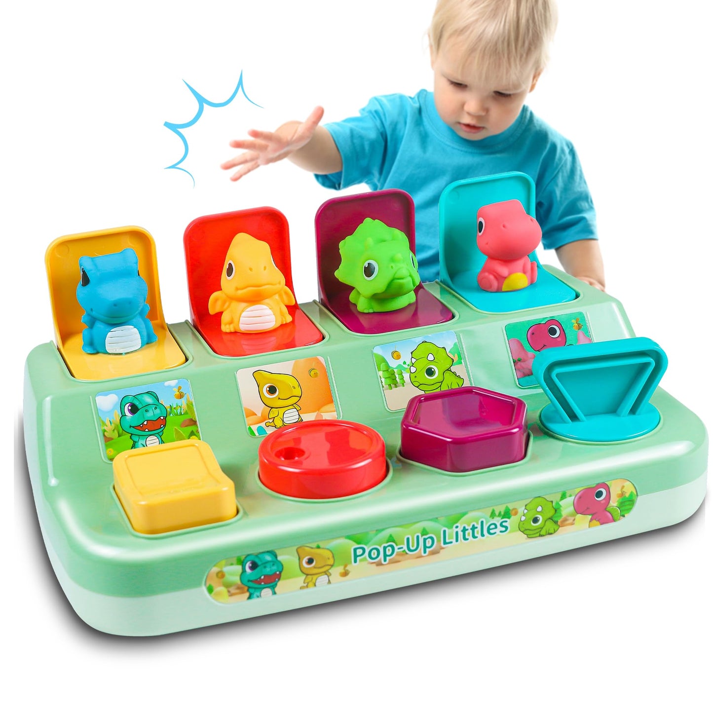 LGMazak Pop up Animal Toy Interactive Baby Toys 18 Months Montessori Cause and Effect Toys for 1-2 Year Old Boy Girl Pop Up Dinosaur Toys for Infant Toddler Age 2-3 Early Learning Toys