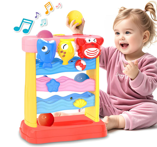 Musical Ball Drop Tower Toy with Lights, Songs, Adjustable Volume & Play Balls