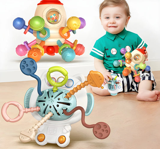 2-in-1 Baby Sensory Toy Set with Pull Cords & Suction Fidget Spinners