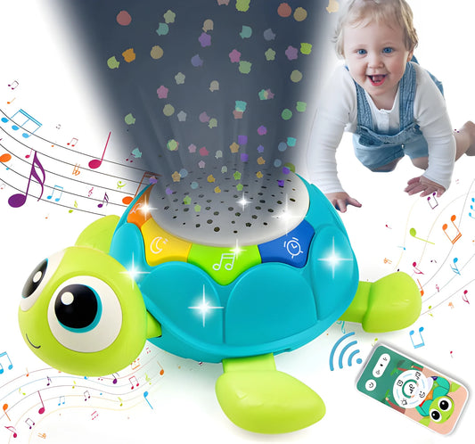 2-in-1 Baby Lightshow Turtle Toy with Lullabies, Starlight Projection & Crawling Mode