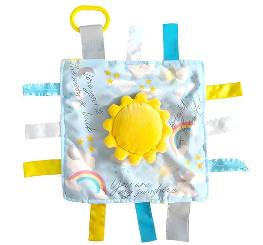 Sunshine Rainbow Baby Sensory Lovey Blanket with Tagged Edges & Soft Comfort Design
