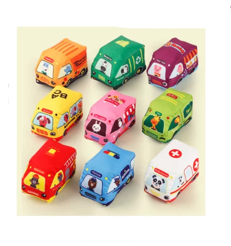 Baby Montessori Soft Car Toy Set with Map Play Mat & Storage Bag – Infant Cloth Book Cartoon Sensory Training Toy, Educational Gift for Toddlers