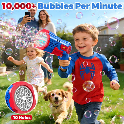 Zerhunt Bubble Gun Machine for Kids: 10,000+ Bubbles/Min Automatic Blower with LED Lights & Leak-Proof Design - Outdoor Summer Toy for Toddlers Ages 3+ - Birthday Easter Wedding Party Favors