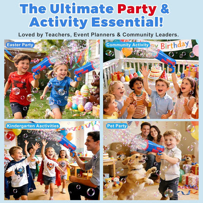Zerhunt Bubble Gun Machine for Kids: 10,000+ Bubbles/Min Automatic Blower with LED Lights & Leak-Proof Design - Outdoor Summer Toy for Toddlers Ages 3+ - Birthday Easter Wedding Party Favors