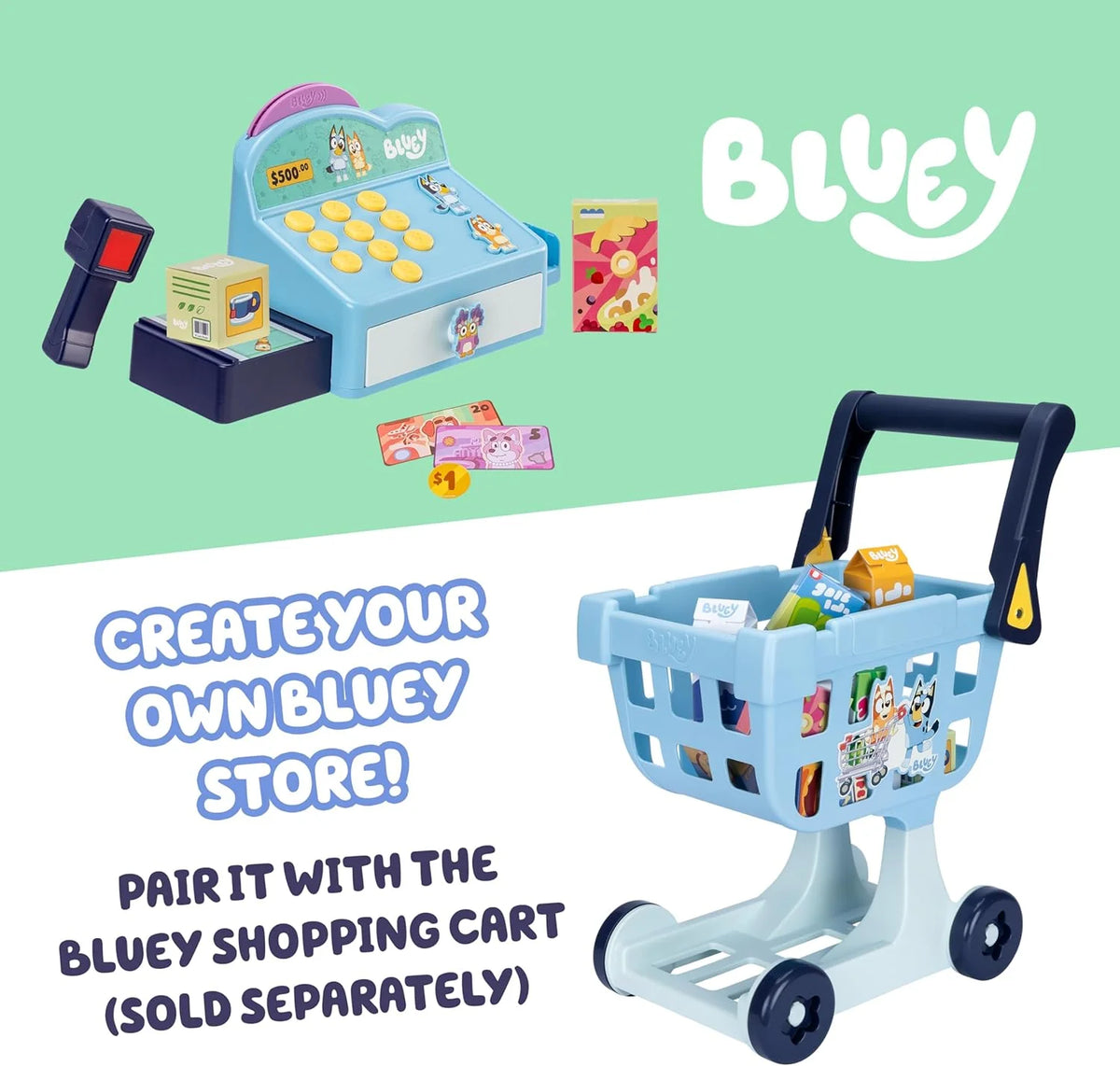 Cash Register Playset, Interactive Play Register with Detachable Scanner, Toy Credit Card, and Dollar Bucks, Shopping Toys for Kids Ages 3+