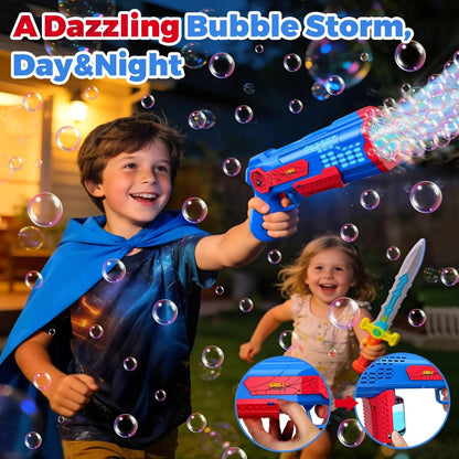 Zerhunt Bubble Gun Machine for Kids: 10,000+ Bubbles/Min Automatic Blower with LED Lights & Leak-Proof Design - Outdoor Summer Toy for Toddlers Ages 3+ - Birthday Easter Wedding Party Favors