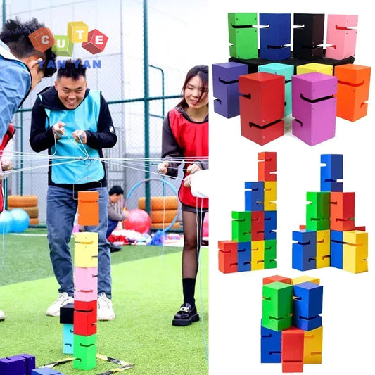 Teamwork Blocks Set, Team Building Games for Adults, Durable ABS Activity Kits for Corporate Work, Giant Tower Stack Game Office & Outdoor