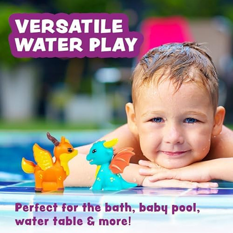 Fantasy Watertight Bath Toys, 6 Pack | Sealed, No Hole Bath Toys Design Keeps Moisture Out | Soft, Squeezable & Float on Water | Baby & Toddler Bathtub Toy | Unicorn Baby Girl Bathtub Toy