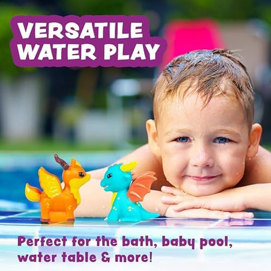 Fantasy Watertight Bath Toys, 6 Pack | Sealed, No Hole Bath Toys Design Keeps Moisture Out | Soft, Squeezable & Float on Water | Baby & Toddler Bathtub Toy | Unicorn Baby Girl Bathtub Toy