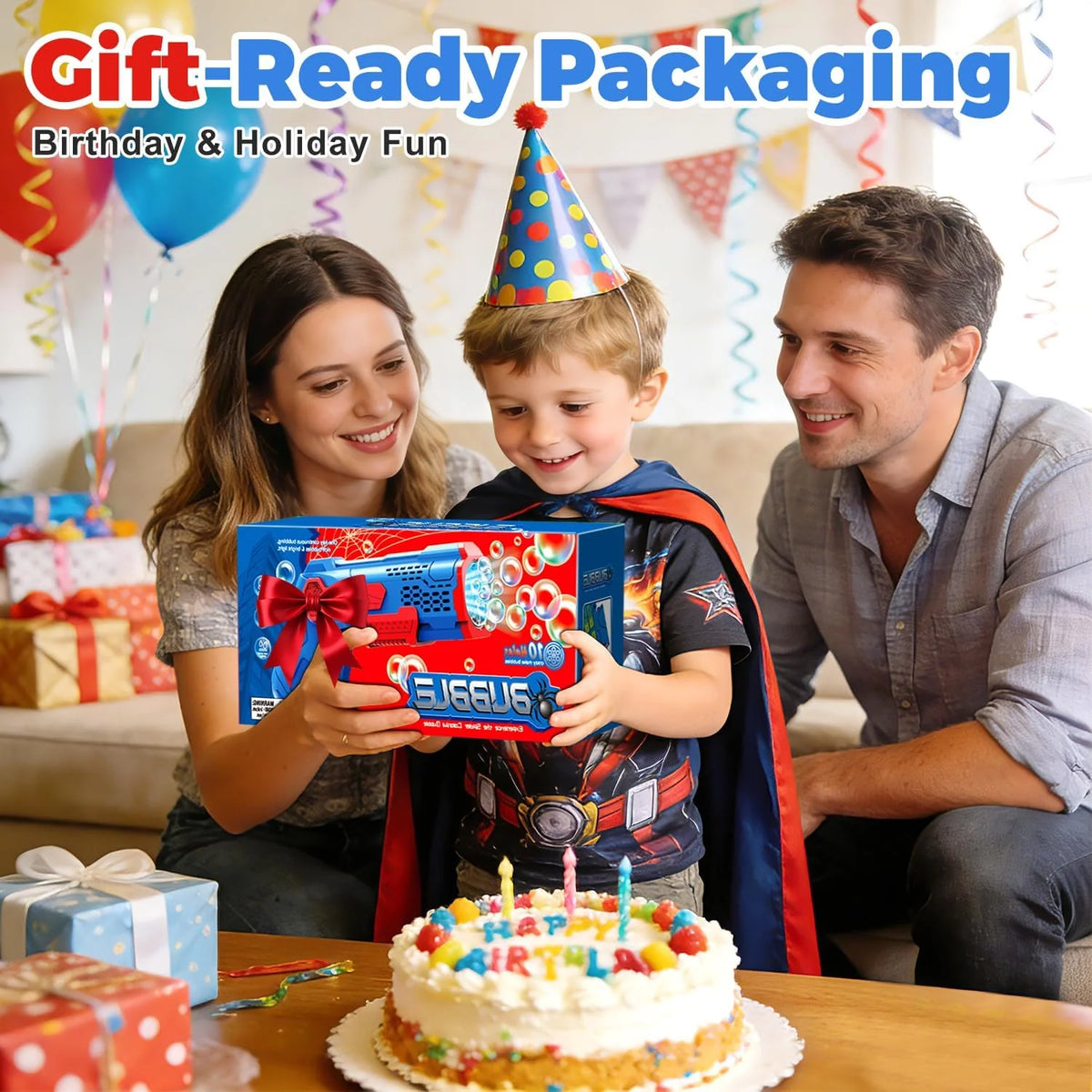 Zerhunt Bubble Gun Machine for Kids: 10,000+ Bubbles/Min Automatic Blower with LED Lights & Leak-Proof Design - Outdoor Summer Toy for Toddlers Ages 3+ - Birthday Easter Wedding Party Favors