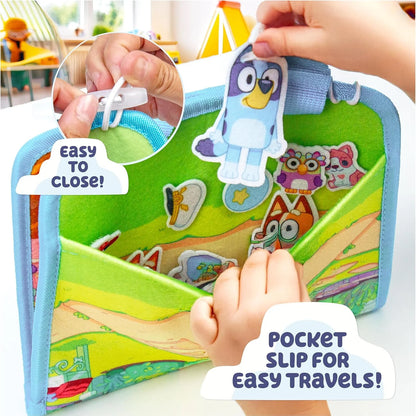 Felt Playhouse, Double-Sided Play Scene with Built-In Storage, 20 Felt Characters & Accessories, Travel-Friendly Bluey Toys, Road Trip Essentials, Toddler Activities, Fun Toys & Games