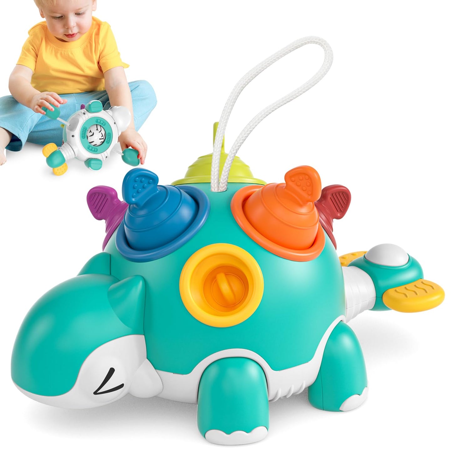 Lehoo Castle Montessori Toys for 1 Year Old Boy Girl Baby Toys for One Year Old Boy Birthday Gift 12 Months Sensory Dinosaur Travel Toys Educational Developmental Toys Age 1 Stocking Stuffers (Cyan)