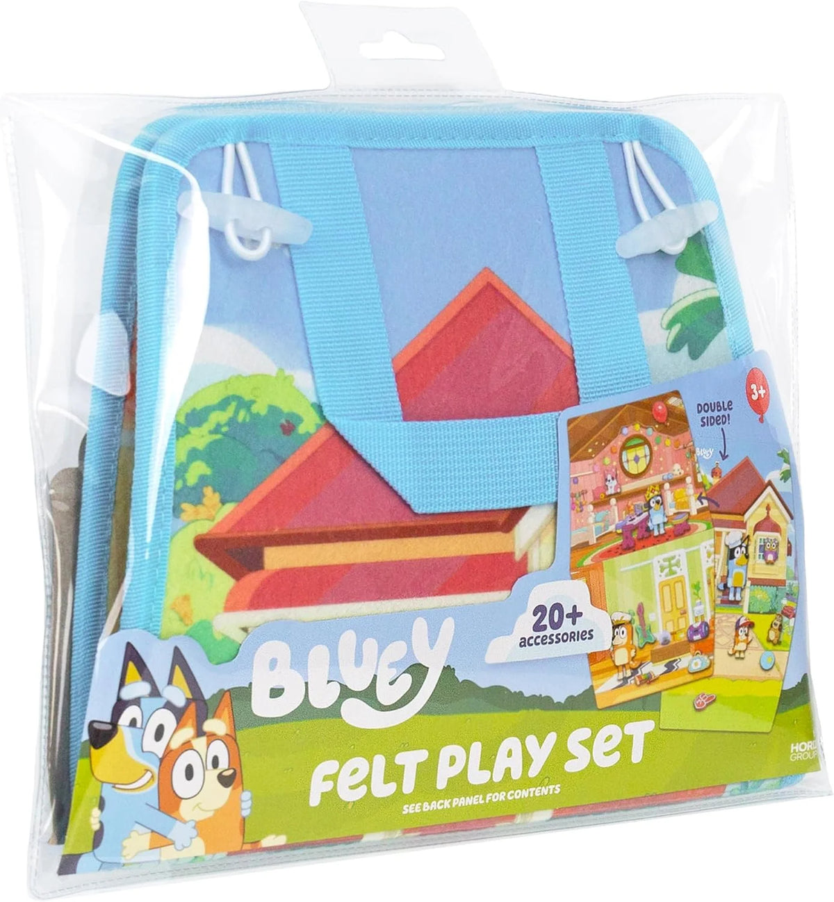 Felt Playhouse, Double-Sided Play Scene with Built-In Storage, 20 Felt Characters & Accessories, Travel-Friendly Bluey Toys, Road Trip Essentials, Toddler Activities, Fun Toys & Games