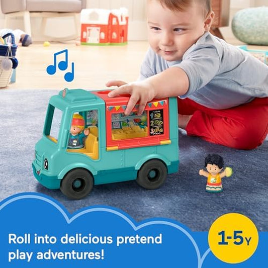 Fisher-Price Little People Musical Toddler Toy Serve It up Food Truck Vehicle with 2 Figures for Pretend Play Kids Ages 1+ Years