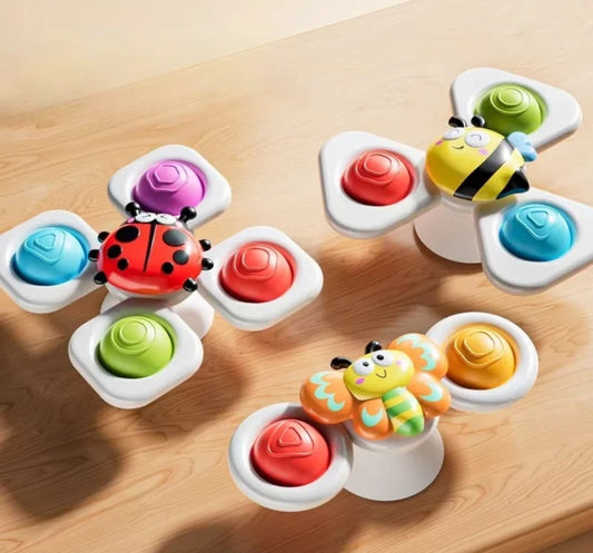 3 Pack Animal Suction Cup Spinner Toys for Babies and Toddlers Sensory Play