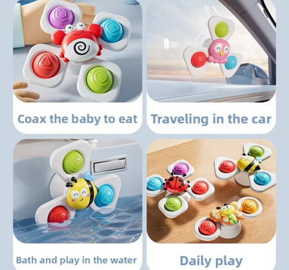 3 Pack Animal Suction Cup Spinner Toys for Babies and Toddlers Sensory Play