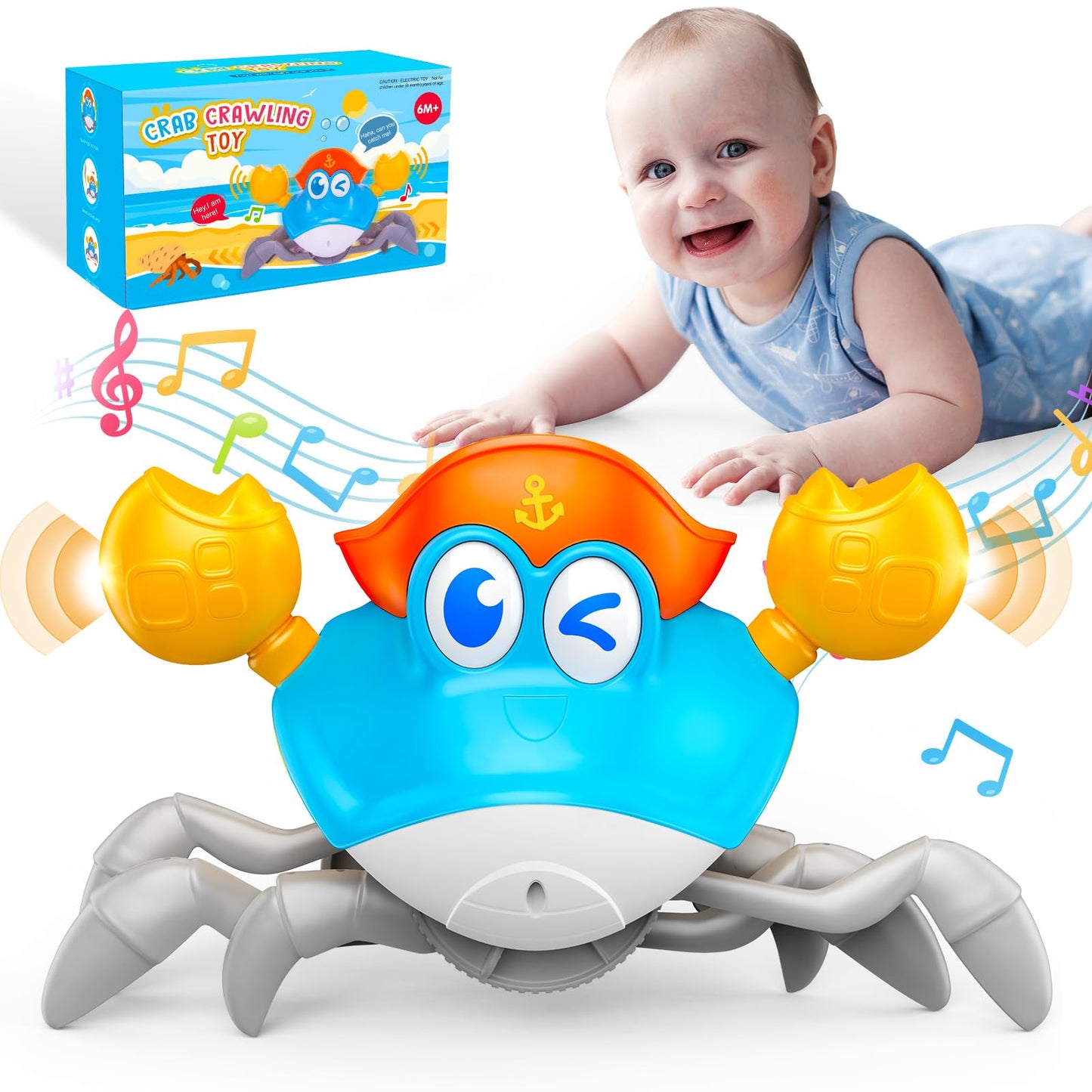 Crawling Crab Baby Toy Infant Tummy Time Baby Toys 6-12 12-18 36 Months Toys for 1-3 Year Old Boys Learning Crawl System Music for 1-3 Year Old Toddler Kids Sensory Development Toy Birthday Gifts