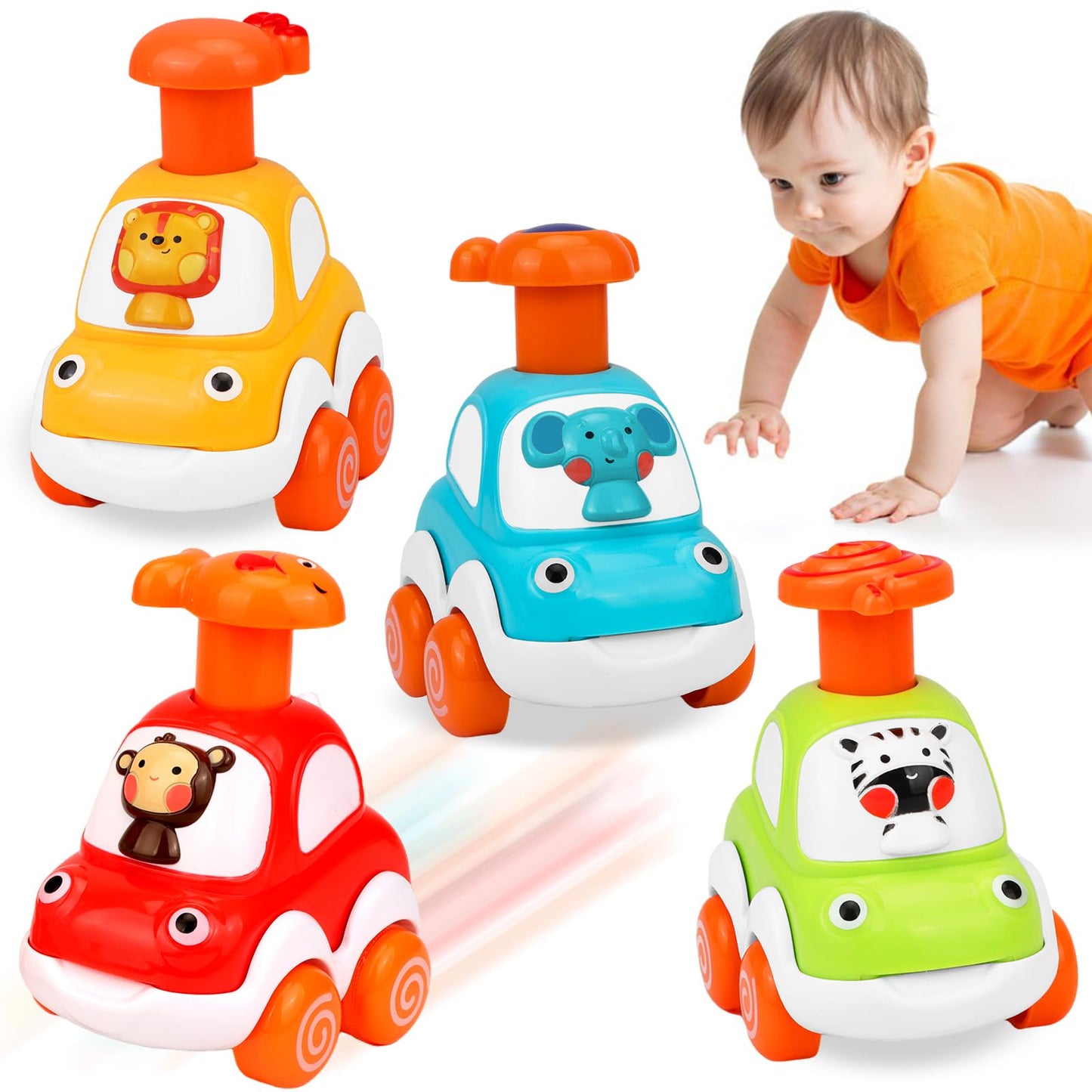 Baby Toy Cars Toddler Gifts: Animal Car Baby Toys for 1 2 3 Year Old Boy Girl - 1 2 Year Old Boy Birthday Gifts Toddler Toys Age 1-2 - Push and Go Car Toys for Toddlers Kids Infants