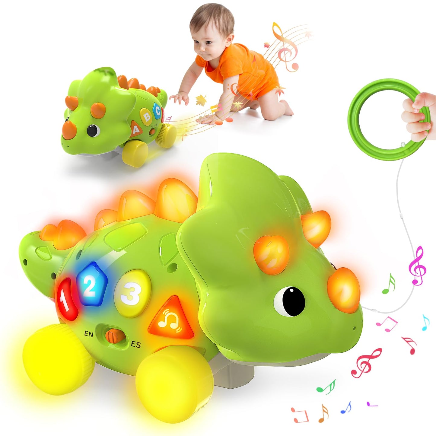 Multilingual Musical Dinosaur Explorer: Educational Crawling Toy