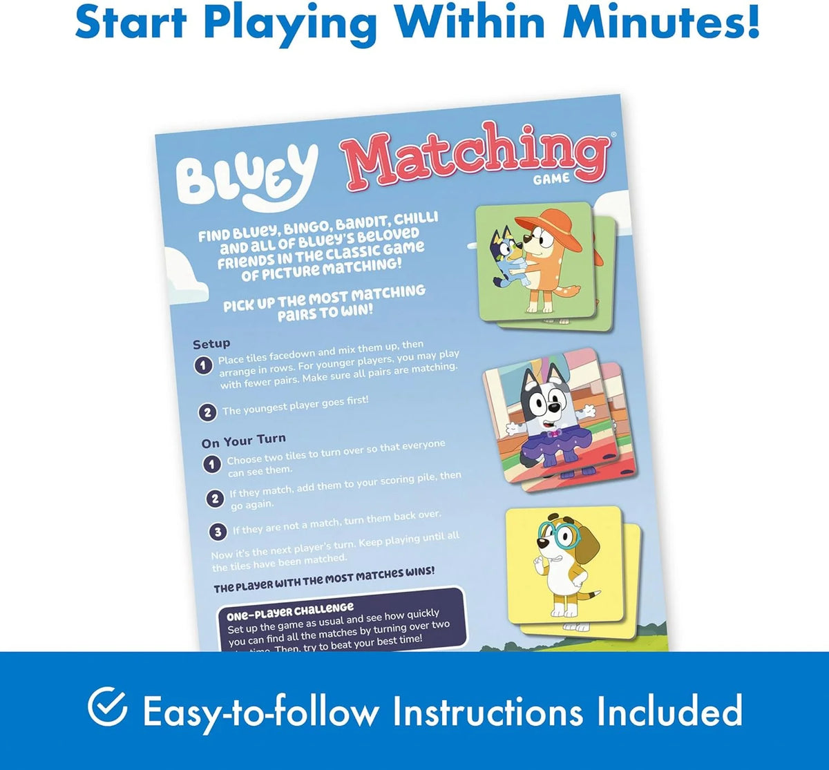 Bluey Matching Game - Family & Toddler Games - Educational Toys - Memory & Brain Games for Kids Ages 3-5, Indoor Recess