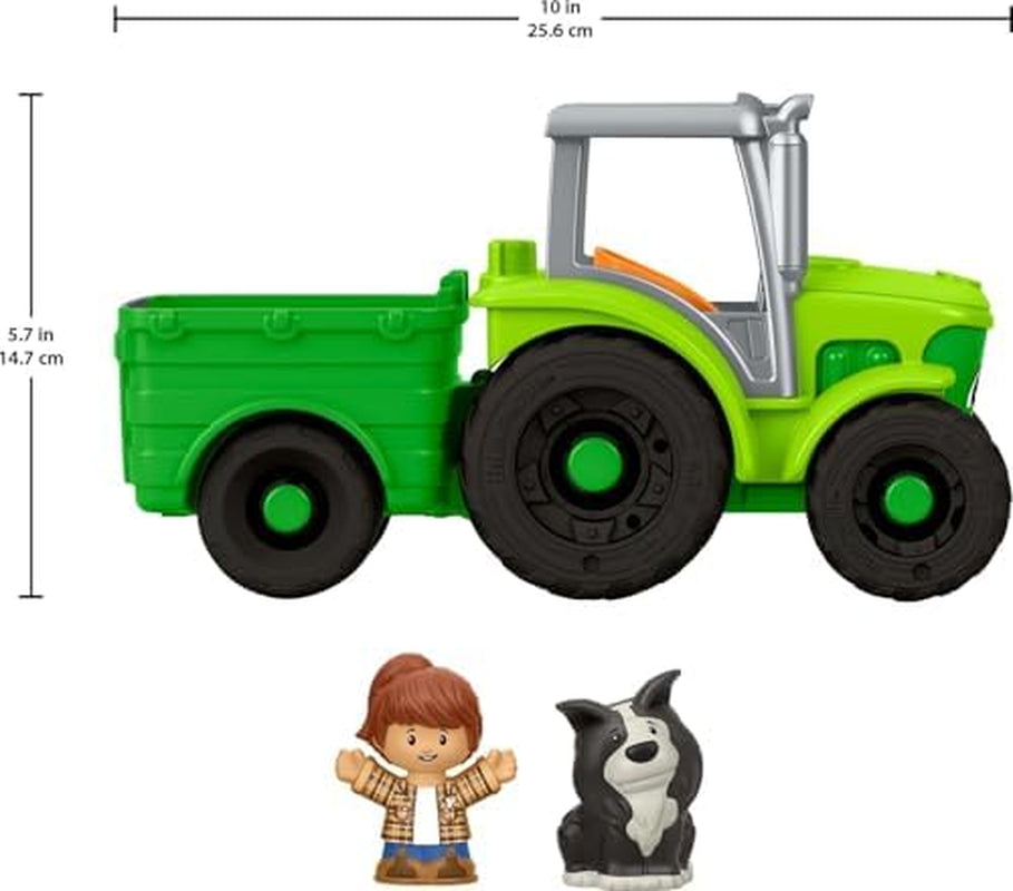 Little People Toddler Toy Push & Play Tractor Push-Along Musical Farm Vehicle with 2 Figures for Pretend Play Kids Ages 1+ Years