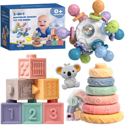 Pucmaoci 3-in-1 Montessori Baby Toy Set with Storage Bag - main product image