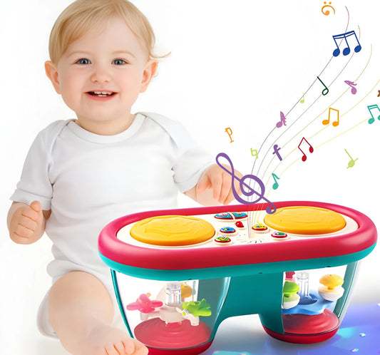 360° Rotating Musical Drum Toy with Color-Changing Lights, 8 Drum Sounds & 16 Melodies