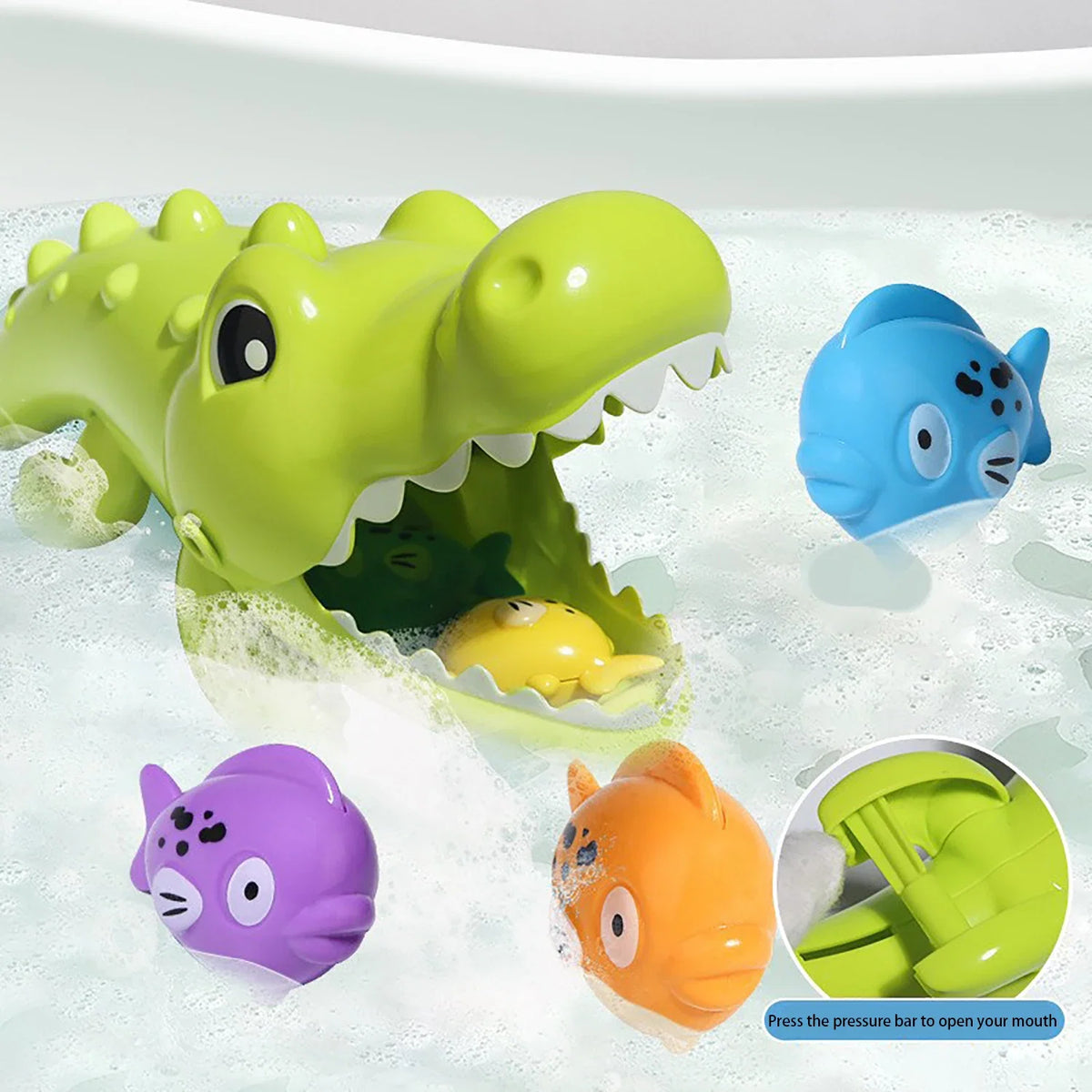 Baby Bath Toy Crocodile and Small Fish for Infant Baby Age 3+ Years Old Toddlers Boys Girls, BPA Free, Kids Shower Gifts