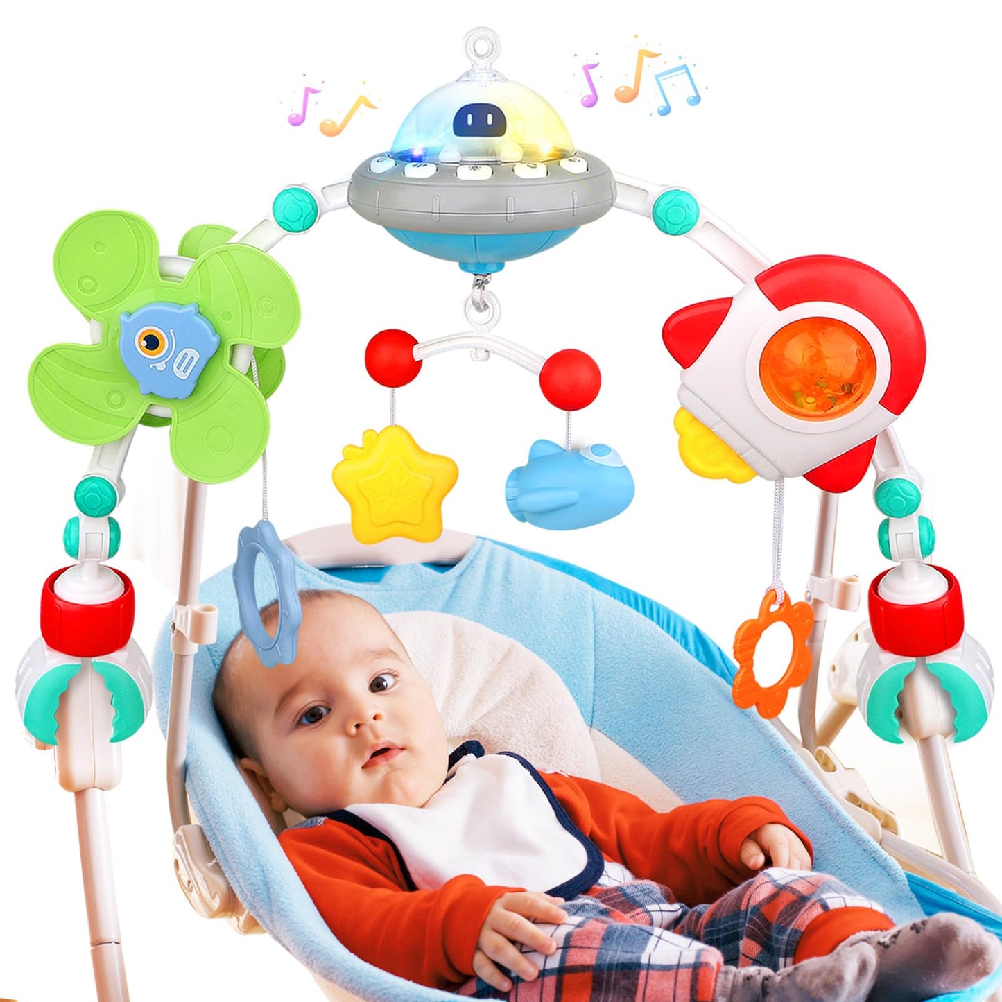 Musical Baby Stroller Arch Toys Travel Car Seat Toys Baby Play Arch Crib Accessory Toys Mobile for BassinetArch Bar Toys for Babies Infants