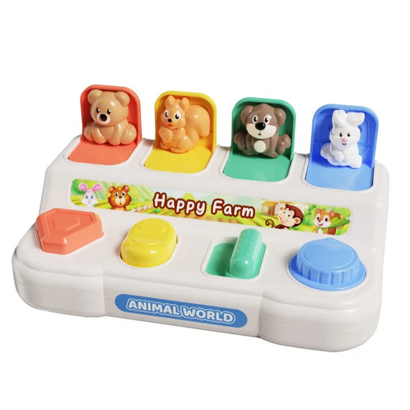 Interactive Pop up Animal Toys with Music & Light, Montessori Cause and Effect Toys for 1 Year Old Boy Girl Early Learning Musical Baby Toy 9-12-18 Months STEM Toddler Toy Age 1-2 Gift for Infant