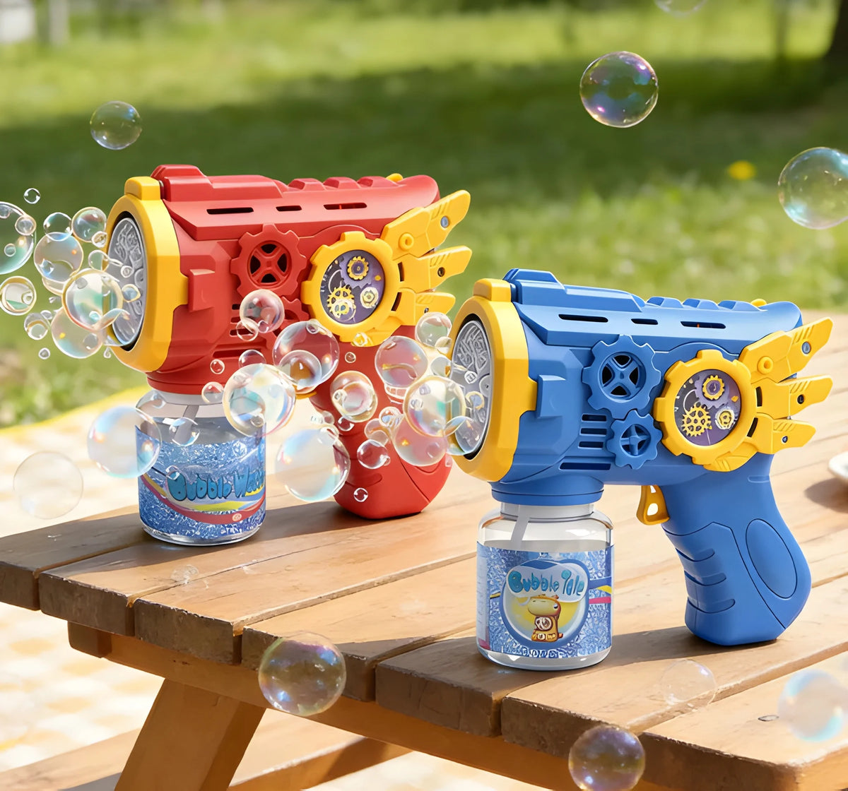 Colorful Bubble Gun Toy with Continuous Bubble Spray for Kids Ages 3+