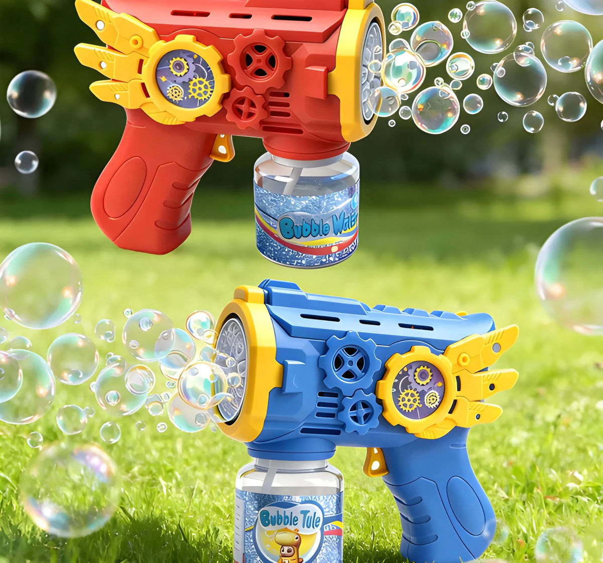 Colorful Bubble Gun Toy with Continuous Bubble Spray for Kids Ages 3+