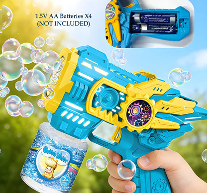 Colorful Bubble Gun Toy with Continuous Bubble Spray for Kids Ages 3+