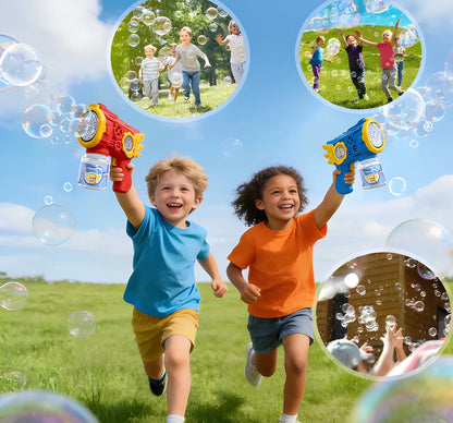 Colorful Bubble Gun Toy with Continuous Bubble Spray for Kids Ages 3+