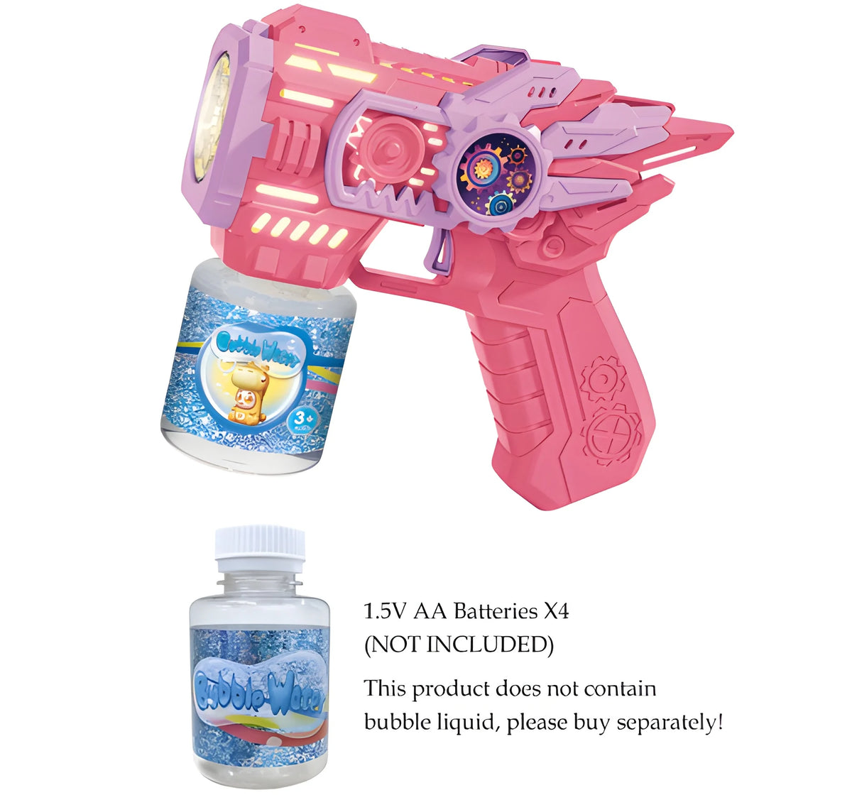 Colorful Bubble Gun Toy with Continuous Bubble Spray for Kids Ages 3+